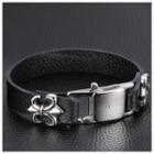 Fleur-de-lis Genuine Leather Bracelet