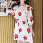 Long-sleeve Strawberry Print Dress As Shown In Figure - One Size