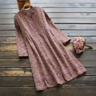 Long-sleeve Floral Lace Detail Dress