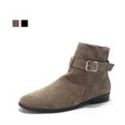 Genuine Suede Buckled Boots
