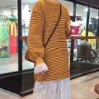 Mock Two-piece Striped Toppanel Mesh Skirt