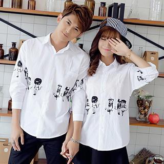 Couple Long-sleeve Printed Shirt