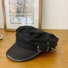 Plain Pu Leather Navy Hat Black -