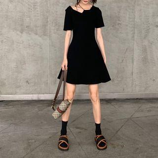 Cut-out Short-sleeve A-line Dress As Shown In Figure - One Size