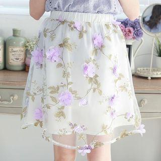 Rosette Printed A-line Skirt