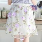 Rosette Printed A-line Skirt