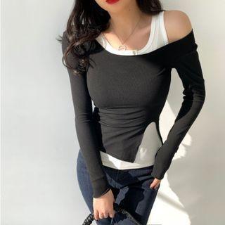 Set: Long Sleeve Asymmetrical T-shirt + Tank Top