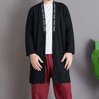 Embroidered Trim Tie-front Jacket
