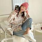 Pocket-patch Plaid Shirt Pink - One Size