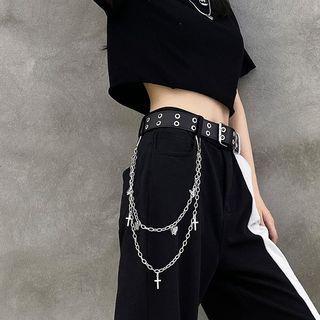 Butterfly Chain Detail Faux-leather Belt Black - One Size