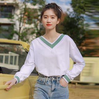 Contrast Detail Sweatshirt White - One Size