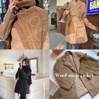 Set: Turtleneck Asymmetric Capelet + Belted Woolen Coat