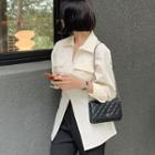 Zip-front Slit-hem Blouse