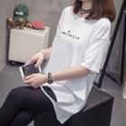 Short-sleeve Lettering Cut Out T-shirt White - M