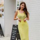 Set: Cable-knit Tank Top + Drawstring-waist Skirt
