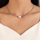 Faux Pearl Alloy Necklace 21418 - White - One Size