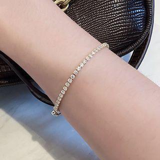 Rhinestone Bracelet Am2553 - 1 Pair - Gold - One Size