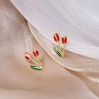 Tulip Glaze Earring E4704 - 1 Pair - Gold - One Size