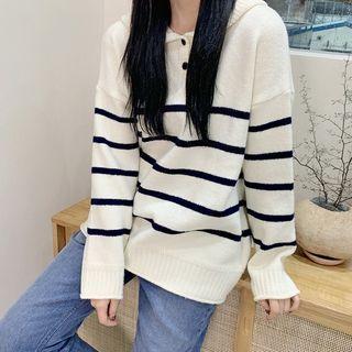 Marine Stripe Knit Hoodie