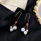 Faux Pearl Fringed Earring 01 - Hook Earring - White - One Size
