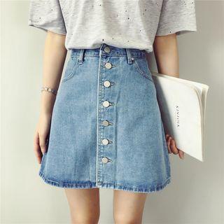 Button Down Denim Skirt
