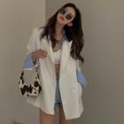 Mock Two-piece Double-breasted Blazer / Shirt