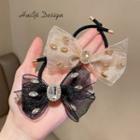 Rhinestone Bow Mesh Hair Tie