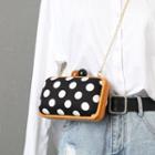 Chain Strap Polka Dot Box Crossbody Bag Black - One Size