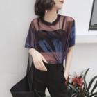 See-through Mesh Short-sleeve Top