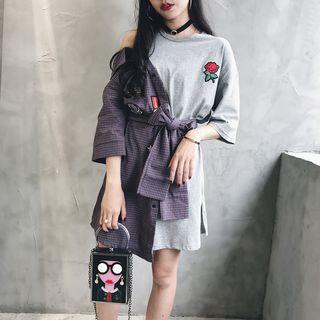 Panel Cutout Shoulder Short-sleeve Dress