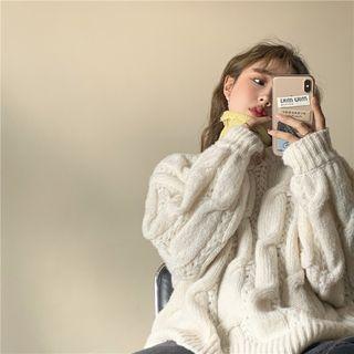 Turtleneck Long-sleeve Top / Cable-knit Sweater