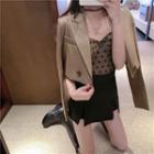 Cropped Double-breasted Blazer / Dotted Camisole Top / Mini Skort