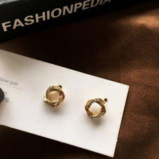 Rhinestone Hoop Earring 1 Pair - S925 - Earrings - One Size