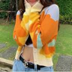 Patterned Cardigan Yellow & Tangerine & Blue - One Size