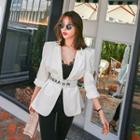 One-button Cotton Blazer With Lettering Belt
