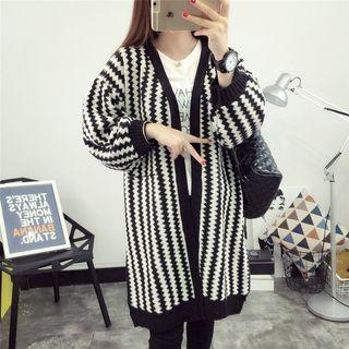 Chevron Open Front Chunky Cardigan