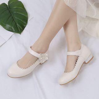 Flower Block Heel Mary Jane Pumps