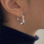 Irregular Alloy Hoop Earring 1 Pr - Silver - One Size