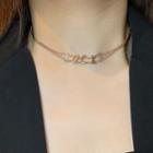 Lettering Layered Choker Rose Gold - One Size