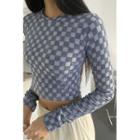 Terry Checkered Cropped T-shirt