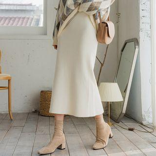 Long Knit Pencil Skirt