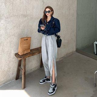Cropped Denim Jacket / Sweatpants