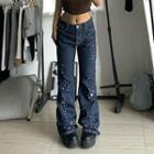 High Waist Pattern Bootcut Jeans
