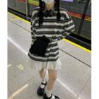 Long-sleeve Striped T-shirt / Mini Skirt