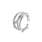 Fashion Simple Openwork Geometric Adjustable Opening Ring Silver - One Size