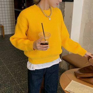 Plain Cropped Loose-fit Sweater