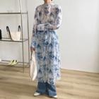Long Tie-dyed Chiffon Light Jacket Light Blue - One Size