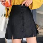 Plain Faux Leather Mini Skirt