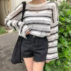 Oversized Stripe See-through Knit Top