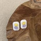 Resin Earring 1 Pair - White & Yellow & Purple - One Size